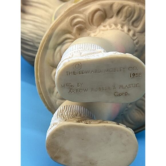 Vintage 1958 Girl Doll Squeak Toy Edward Mobley Yellow Dress Squeaker Rubber 8in - Picture 5 of 5